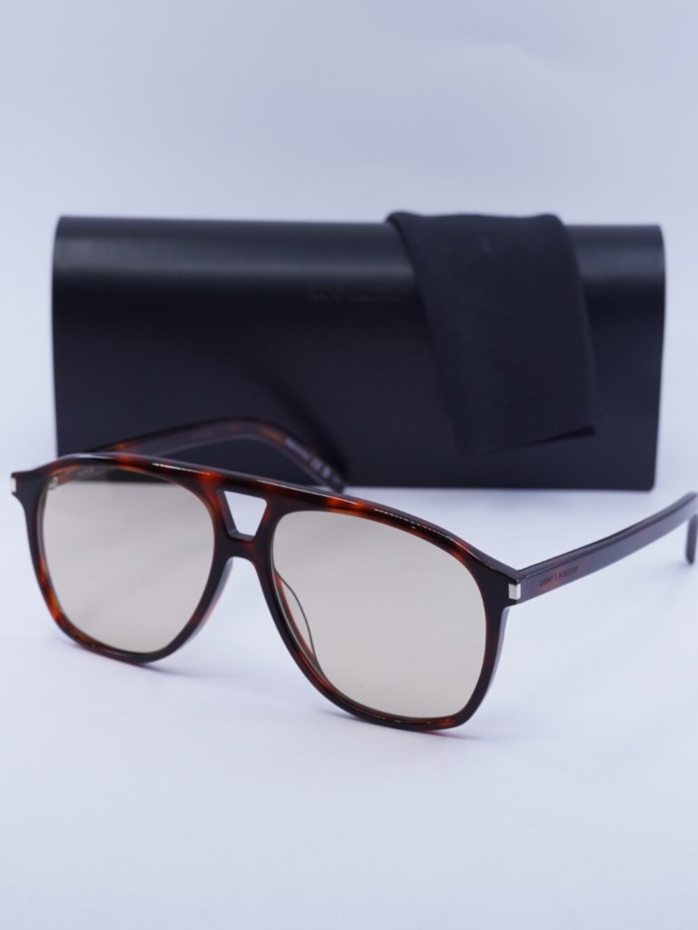 Saint Laurent SL596 DUNE 003 Aviator Sunglasses - Havana\Brown
